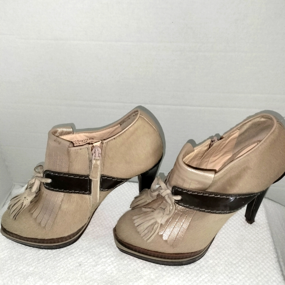 Cole Haan Air Hair Calf Tan Stiletto "Kiltie" Bootie SZ 6 1/2B